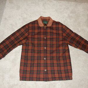 Lauren Ralph Lauren plaid wool shacket L XL mens womens button up leather collar